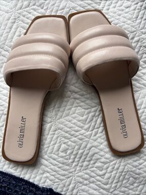 Olivia Miller Quilted Padded Slide Sandals - Blush Pink